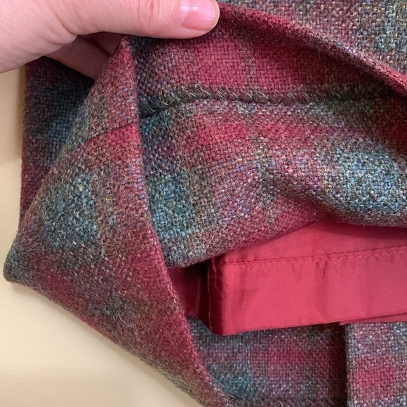 Morplan | 100% Wool Green Red Tartan Plaid Side Zip Vintage Skirt 12.5” W 30” L - Picture 12 of 16